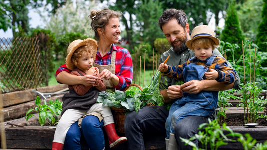 Kids gardening with their parents