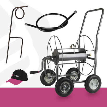 400' Four Wheel Hose Reel Cart w/ Hose Guide