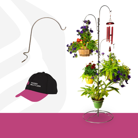 Free Standing Adjustable Yard Tree Plant Stand with Extra Hook