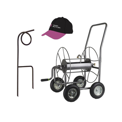 4 WHEEL HOSE REEL CART W/HOSE GUIDE